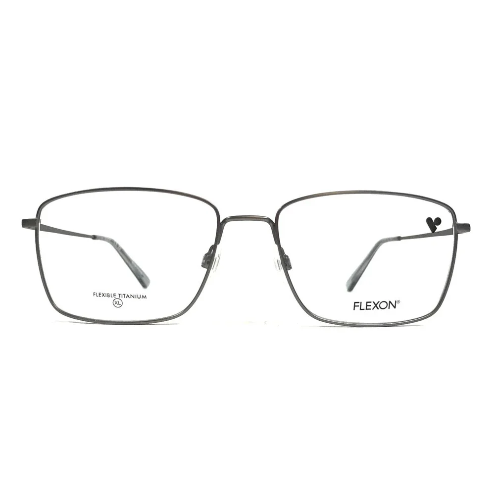 Flexon Eyeglasses Frame H6081 071 Gunmetal Rectangle Wire Rim Titanium 58-18-150
